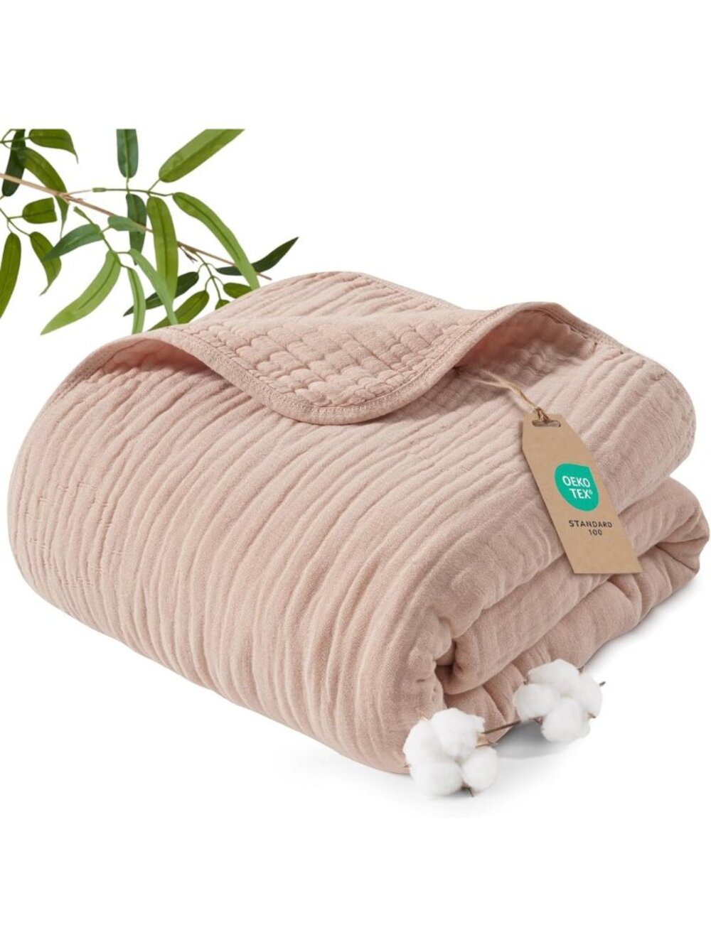 Lightweight Cooling Muslin Blanket, Queen Size 90"x80", Soft & Breathable for
